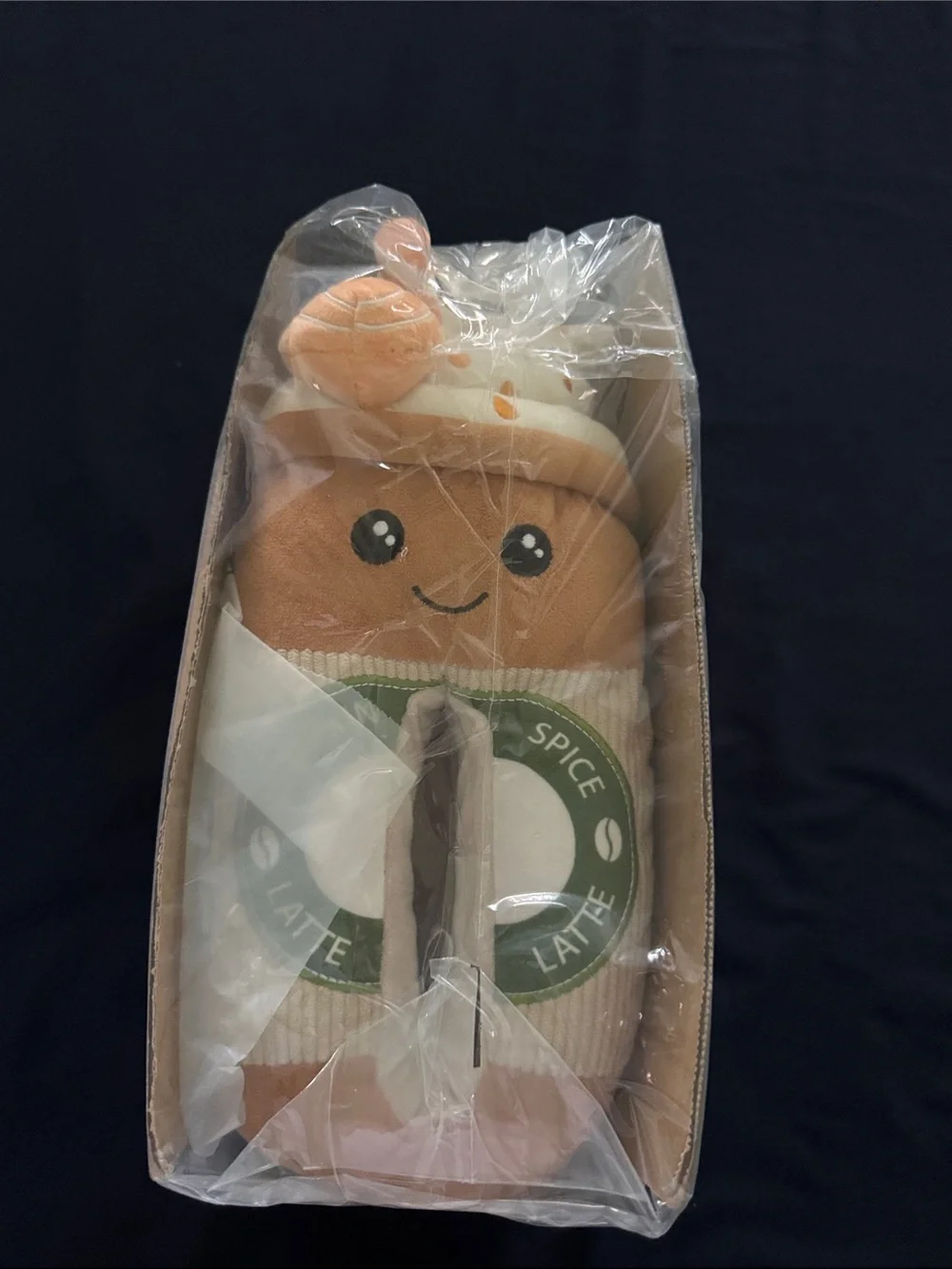 Womens Plush Slipper - Brown Pumpkin Spice Latte Design